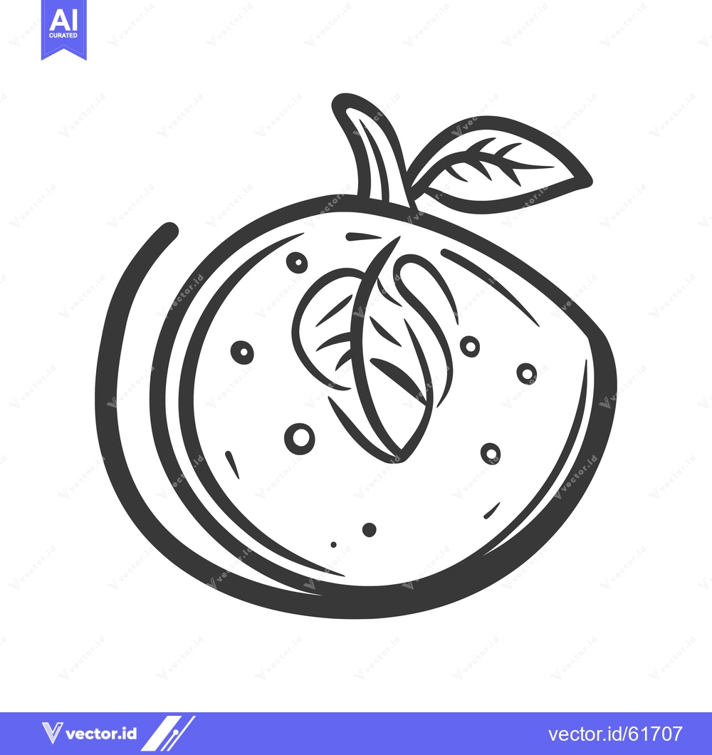 Premium Vector dari Illustrated outline of an appetizing fruit with leaves on top
