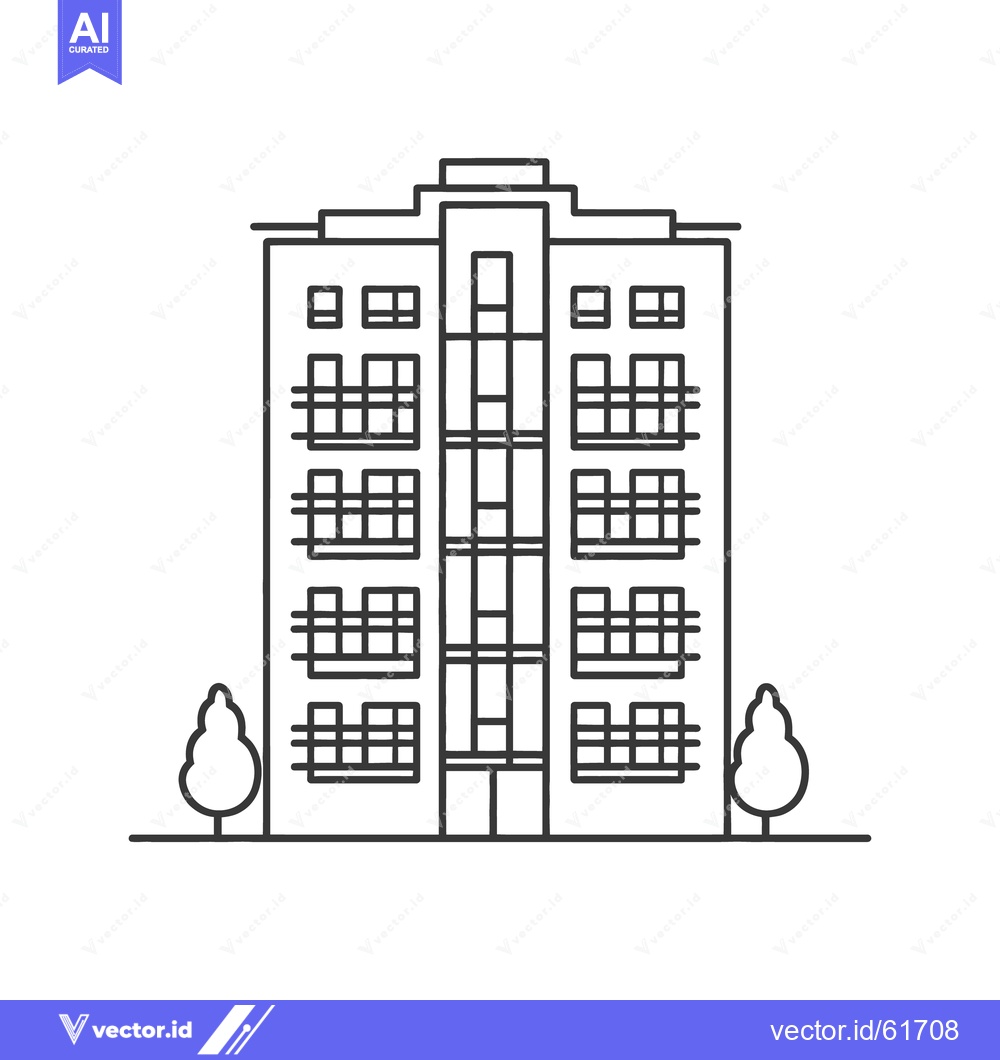 Premium Vector dari A black and white line drawing of a tall building