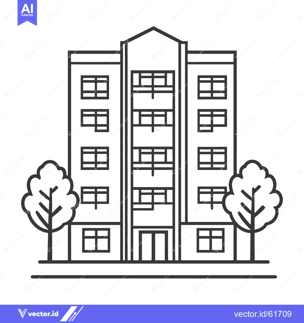 Premium Vector of A simple black and white illustration of an apartment building