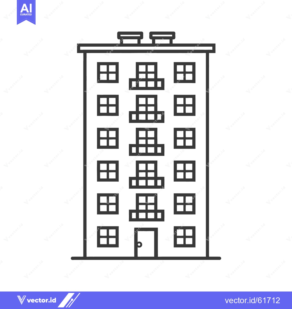 Premium Vector dari A simple illustration showing a tall apartment building with many floo