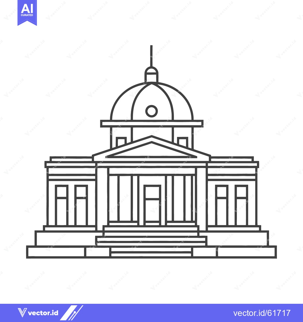 Premium Vector of Black and white outlined image of a classical style building