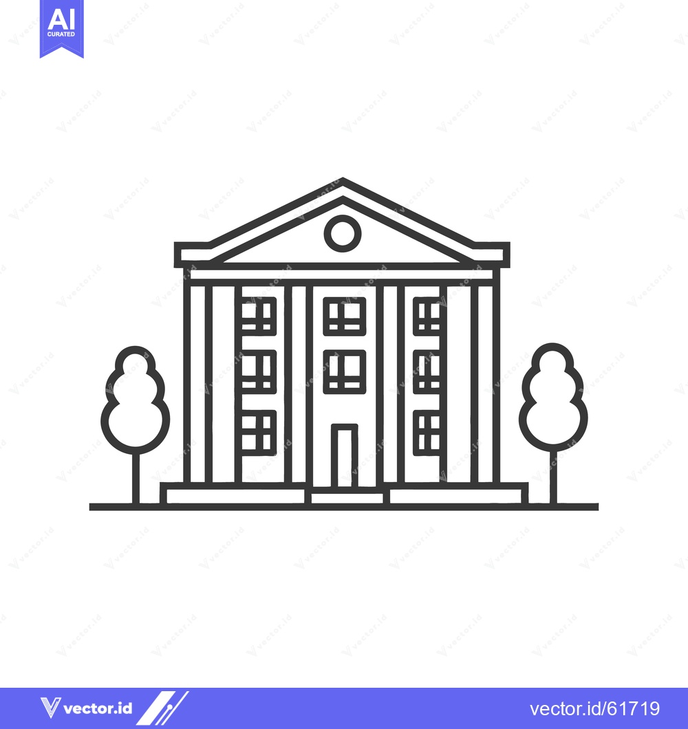 Premium Vector dari A graphic illustration shows a building with columns and trees