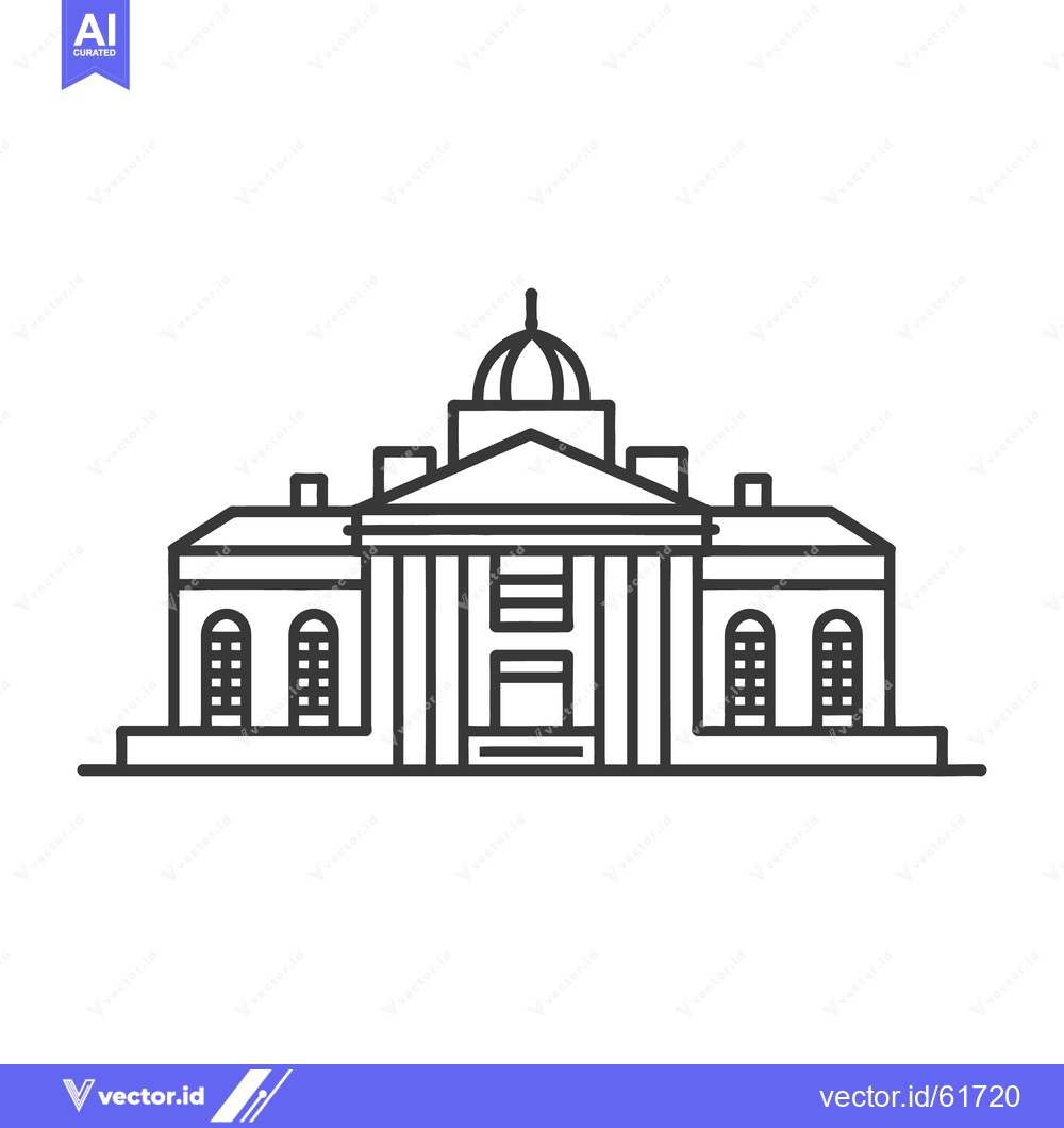 Premium Vector dari A minimalist line drawing depicting a neoclassical government building