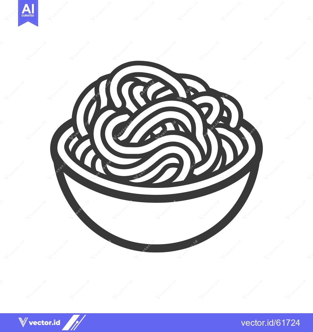 Premium Vector dari A monochrome illustration of spaghetti noodles in a bowl