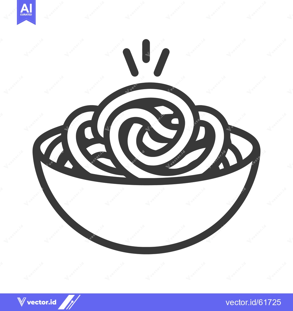 Premium Vector dari Simple monochrome drawing of a bowl full of delicious pasta