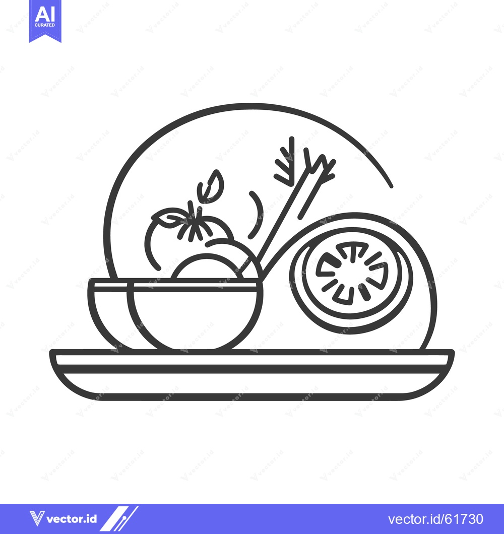 Premium Vector dari Simple monochrome illustration of fresh salad ingredients and a bowl