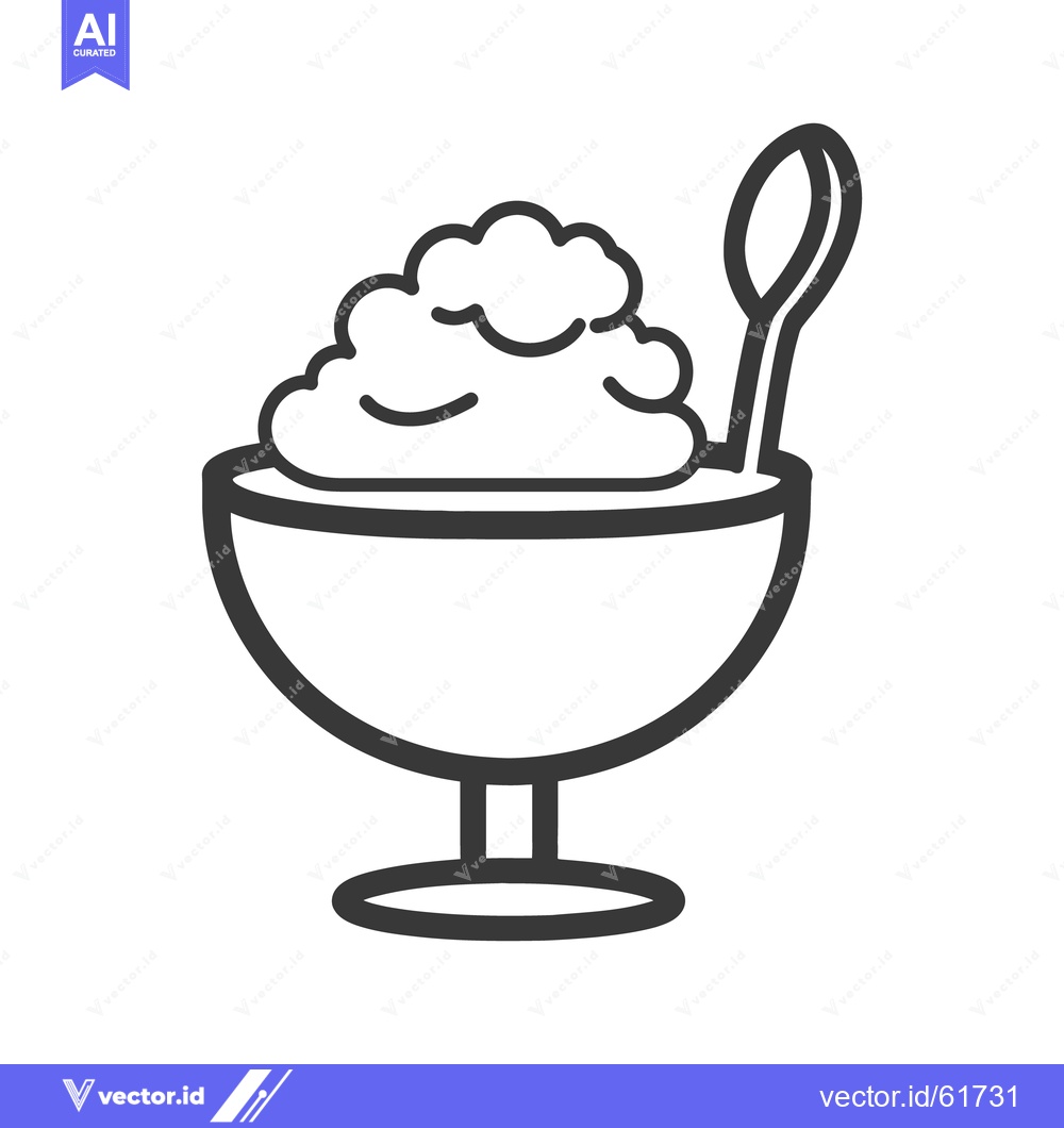 Premium Vector dari A simple drawing of a dessert with a spoon in a bowl