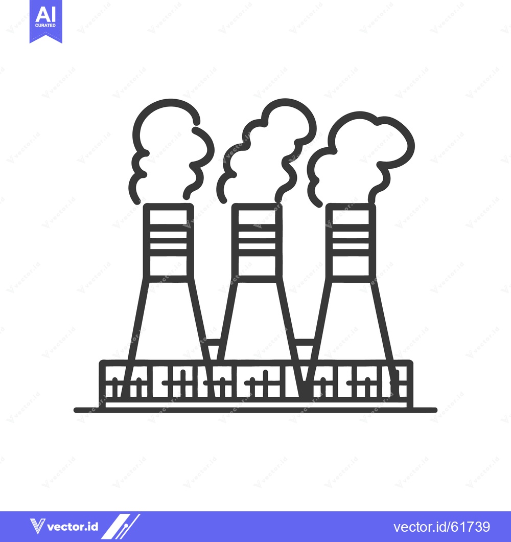 Premium Vector dari Simple line drawing illustration of industrial chimneys and smoke