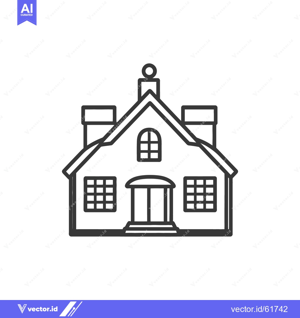 Premium Vector dari A simplistic outline drawing of a residential house structure