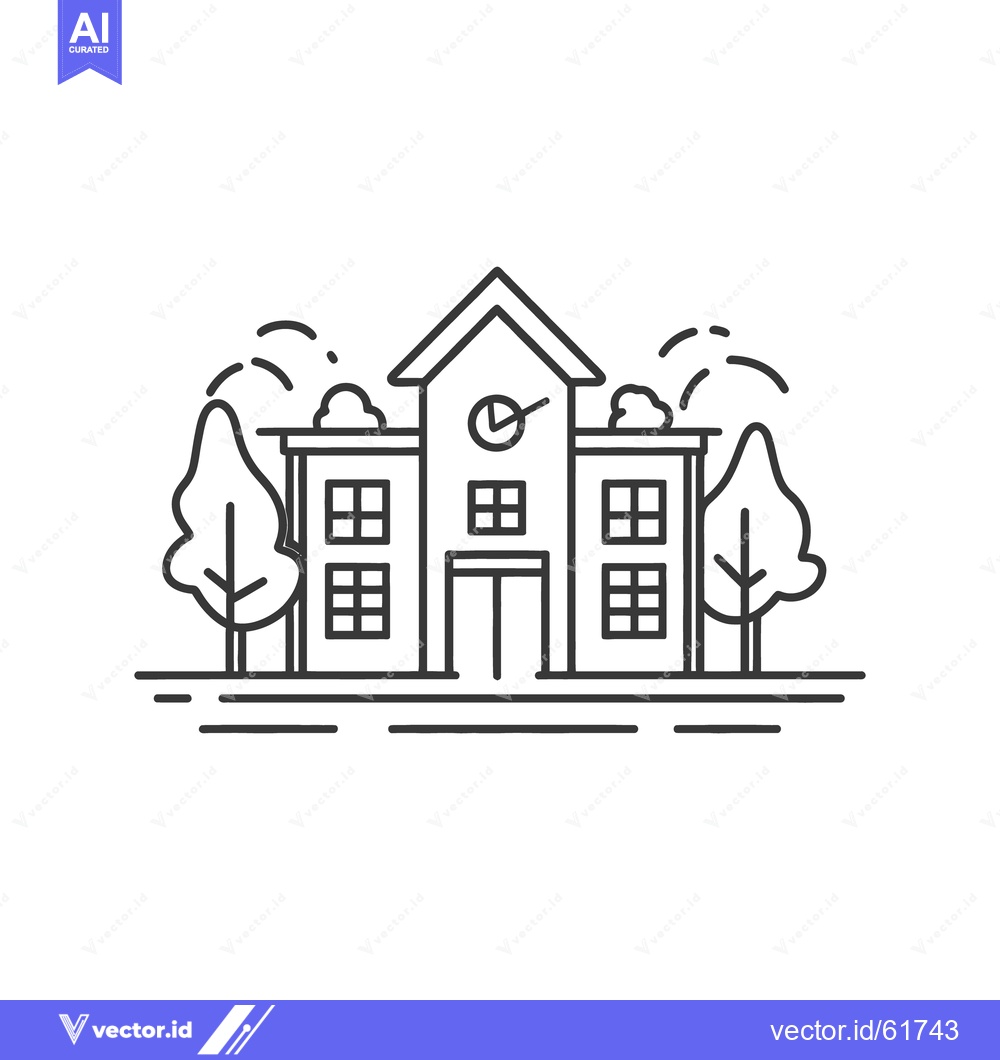 Premium Vector dari A simple black and white illustration of a school building