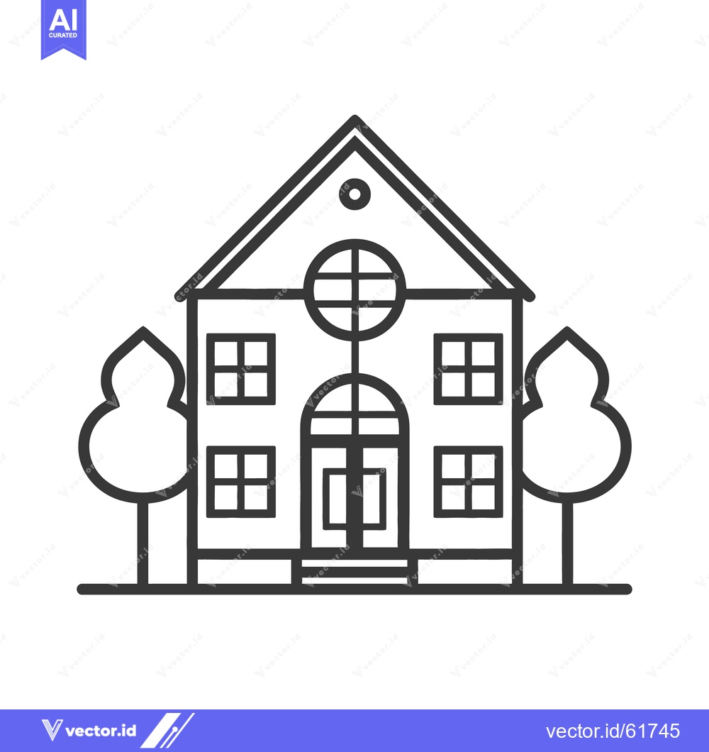 Premium Vector of A simple black and white illustration of a residential house