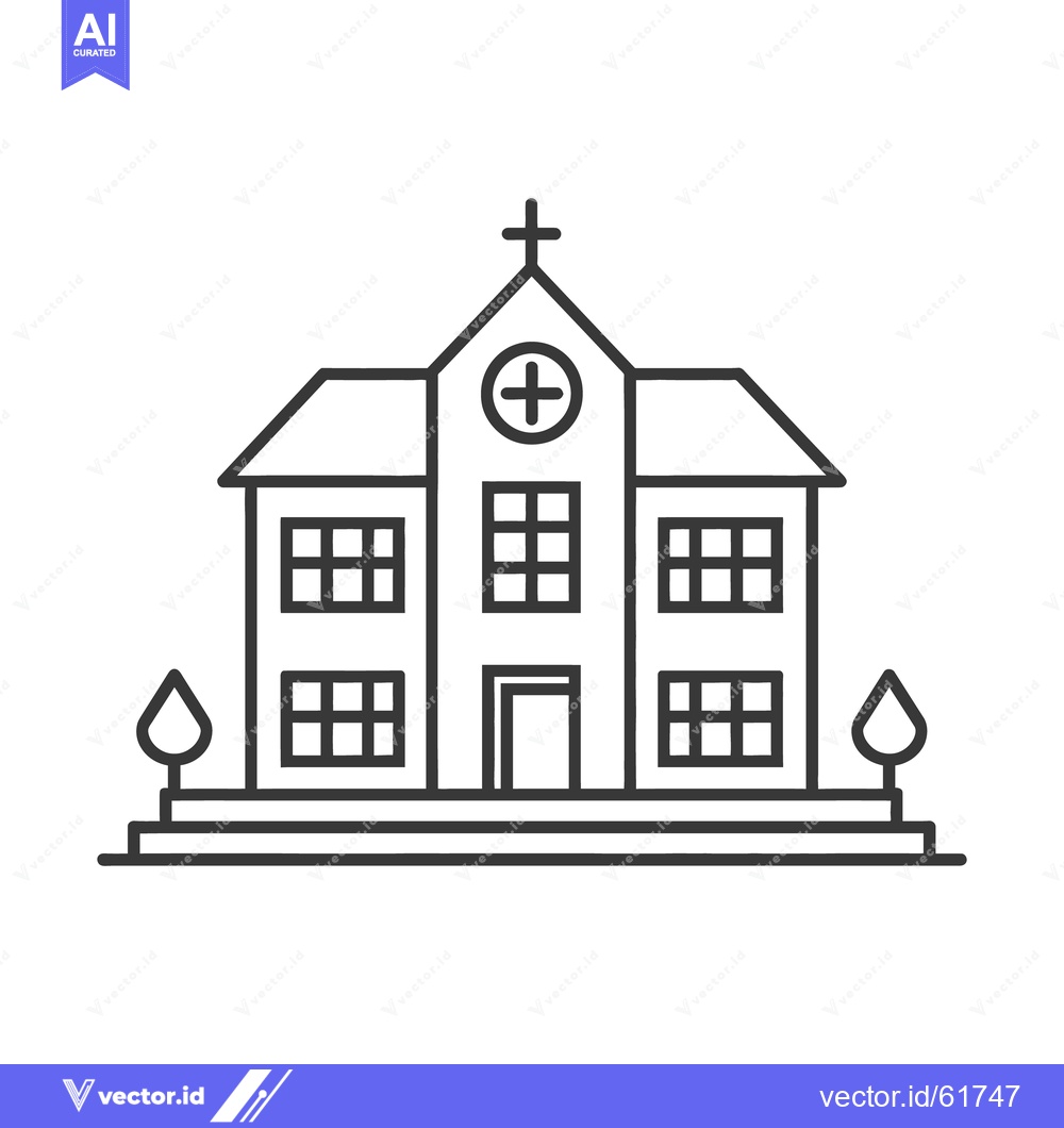 Premium Vector of Simple monochrome building image of a church or hospital structure
