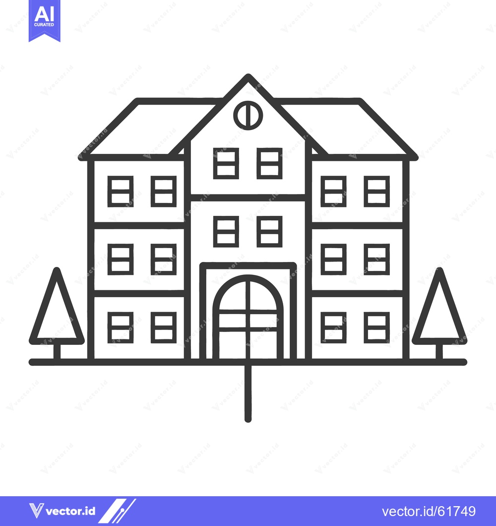 Premium Vector dari A simple line drawing of a large multi story building