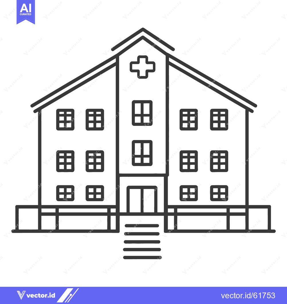 Premium Vector of A simple black and white illustration of a hospital building