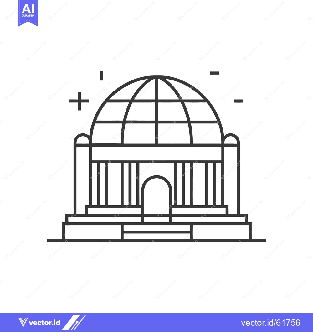 Premium Vector dari Architectural line drawing depicting a building with a dome structure