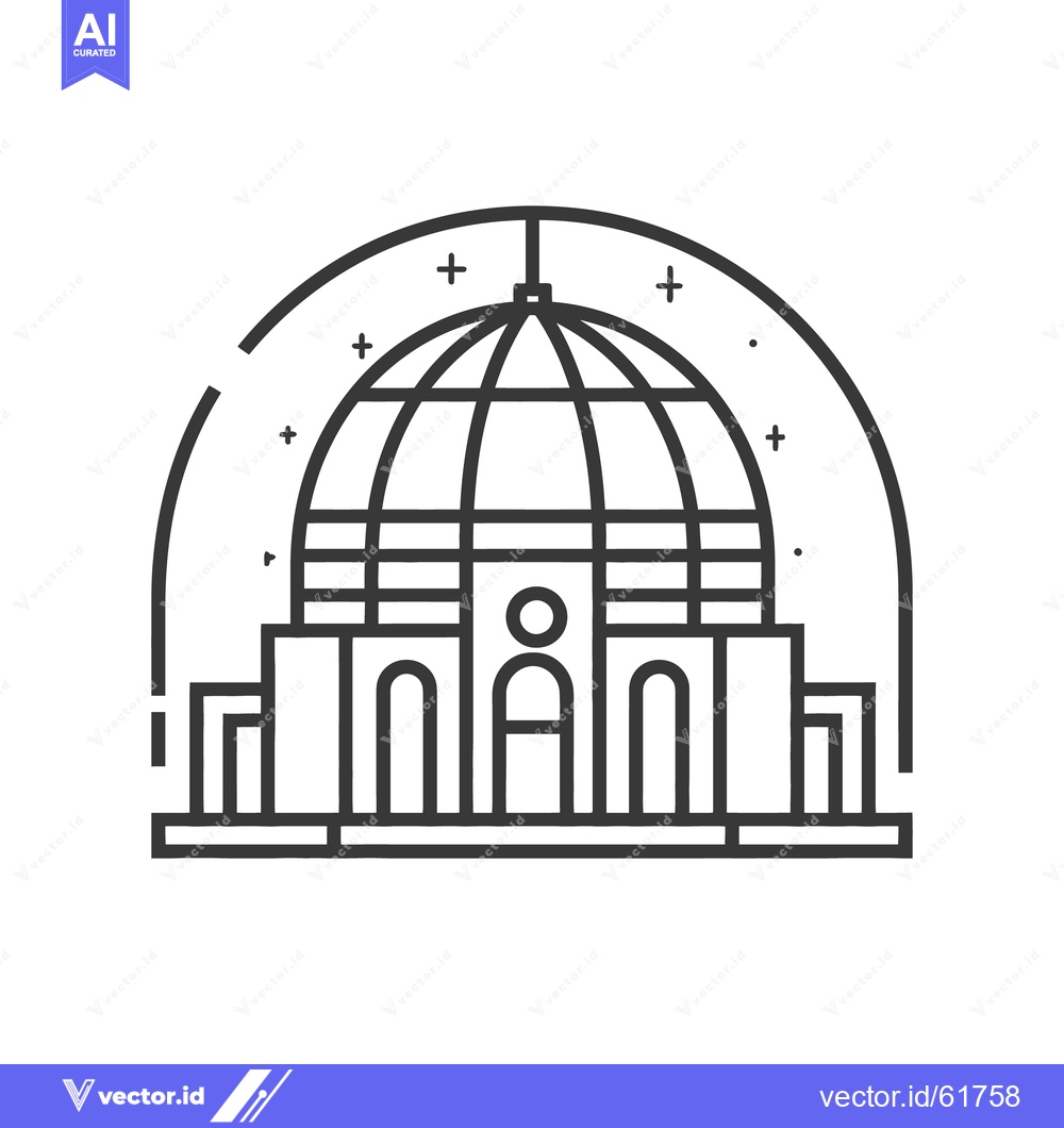 Premium Vector dari An illustrated outline drawing depicting a dome like building structur