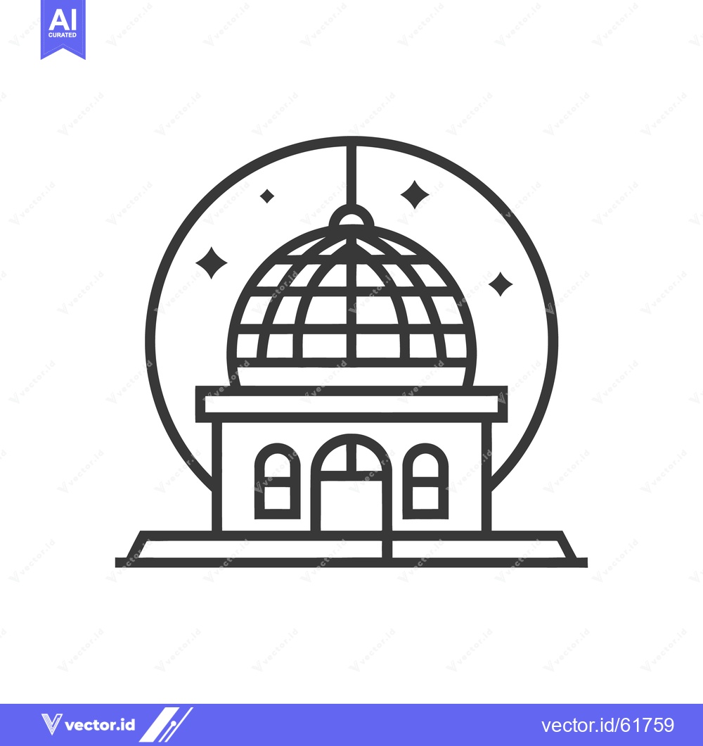 Premium Vector dari A black and white vector illustration of a domed building
