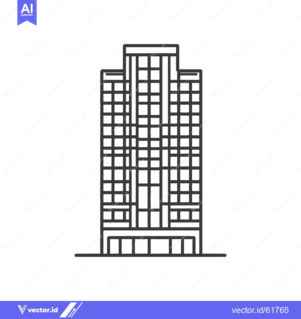 Premium Vector dari A tall modern highrise building depicted in line art