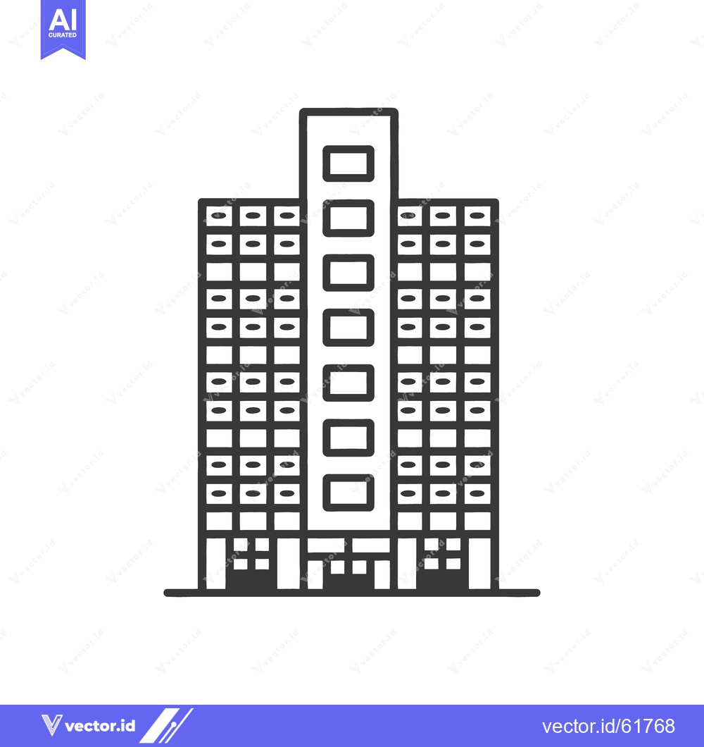Premium Vector of An illustration depicts a modern building with many stories