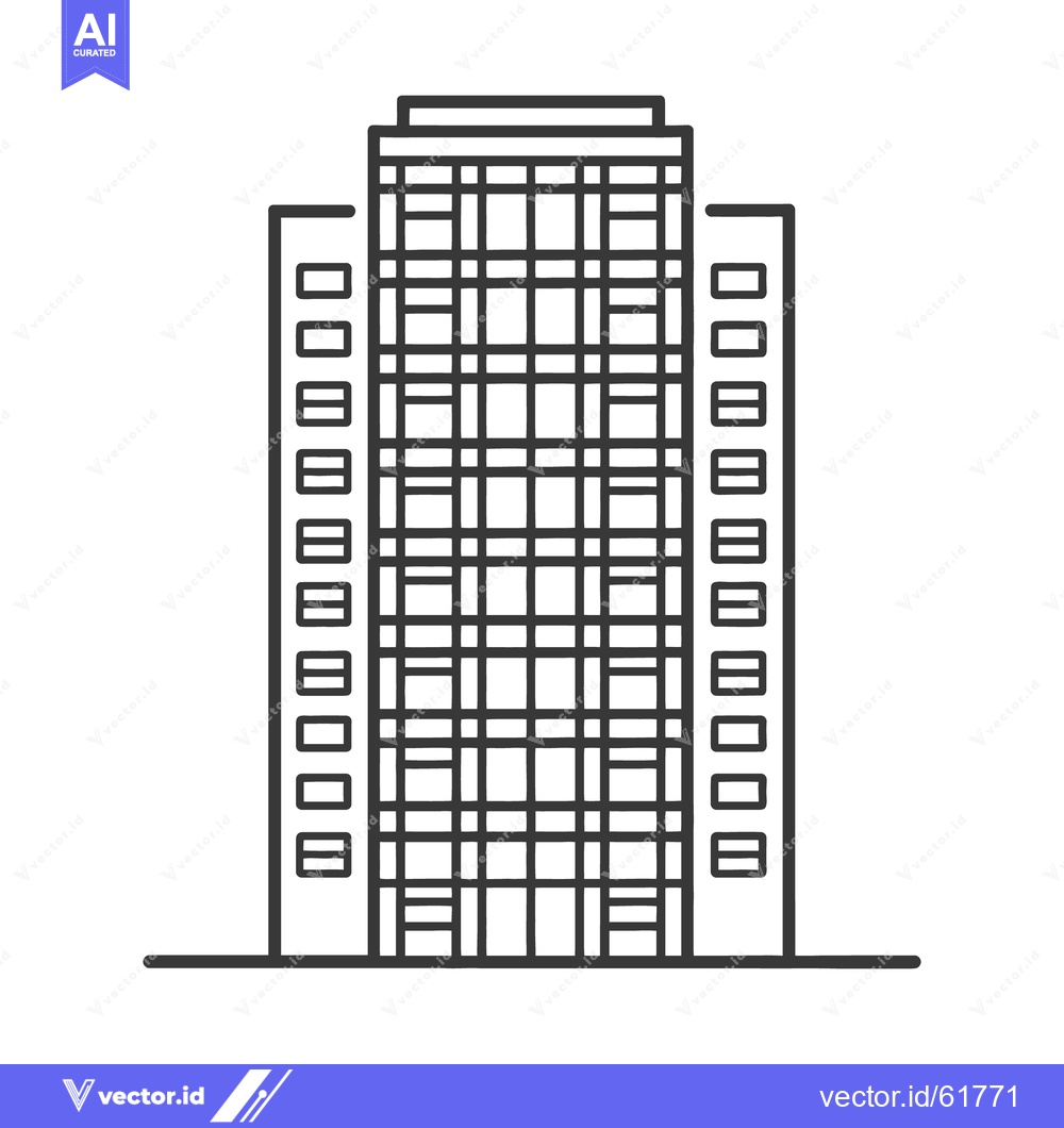 Premium Vector dari A simple black and white illustration of a tall office building