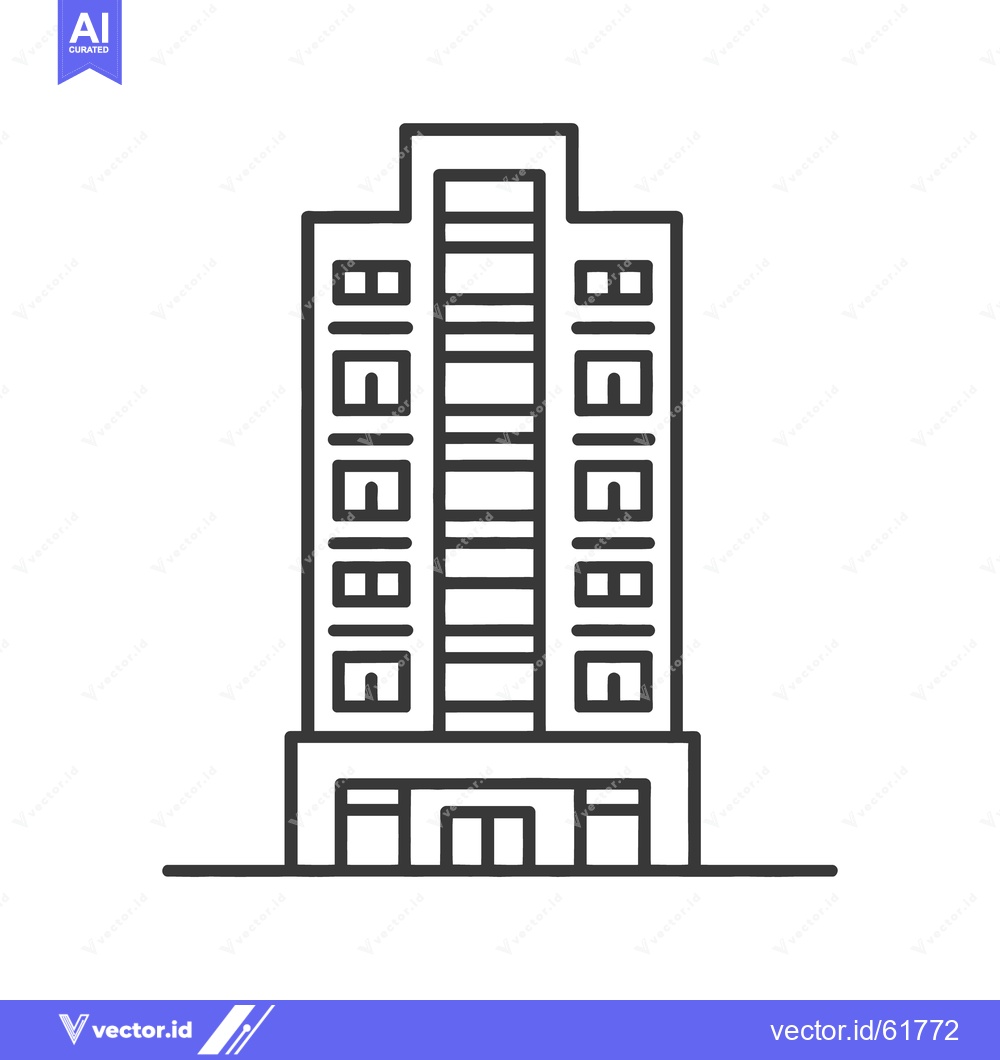 Premium Vector dari A stylized linear drawing showing an apartment building or skyscraper