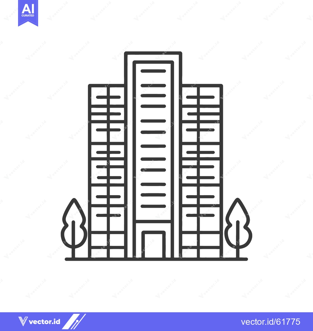 Premium Vector dari Black and white illustration of a tall modern city building
