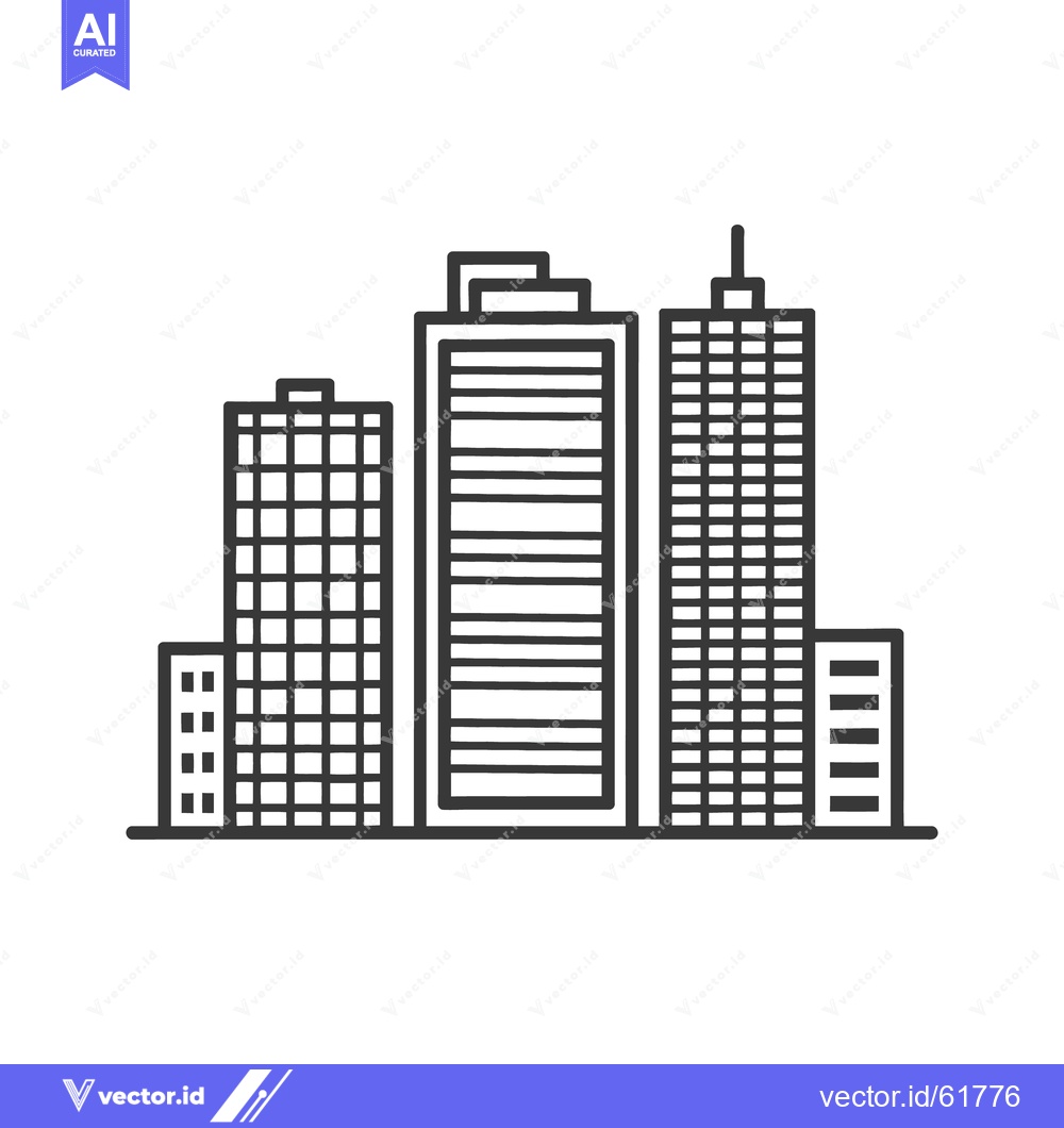 Premium Vector dari A simple outline of several tall city buildings together
