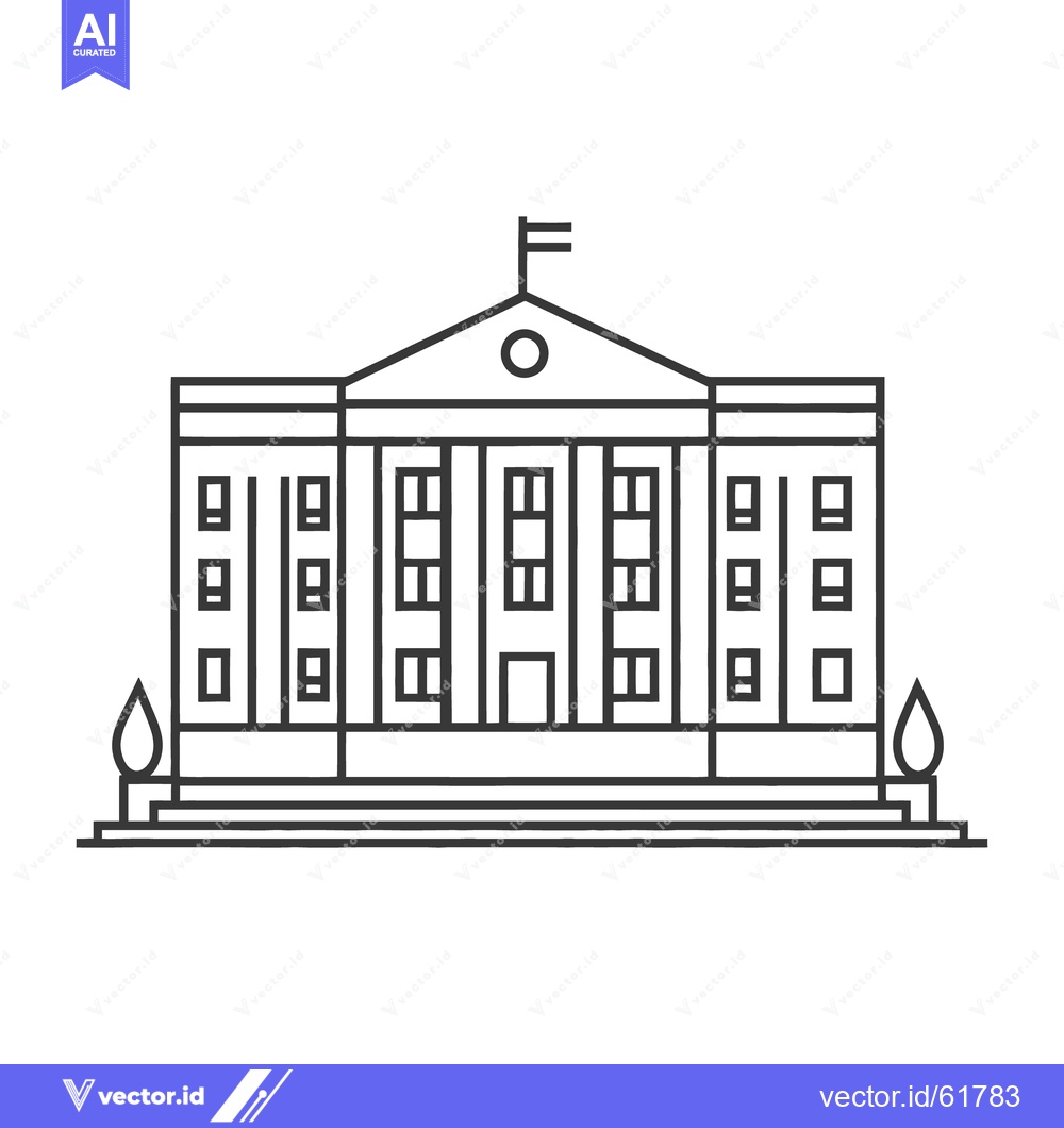 Premium Vector of Line drawing of a building with columns and multiple windows