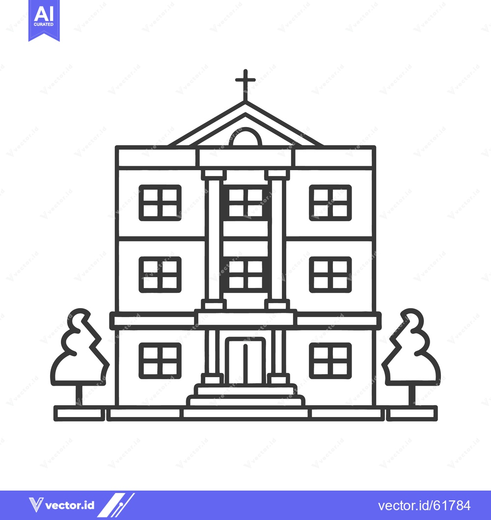 Premium Vector of A simple illustration of a building with columns and a cross