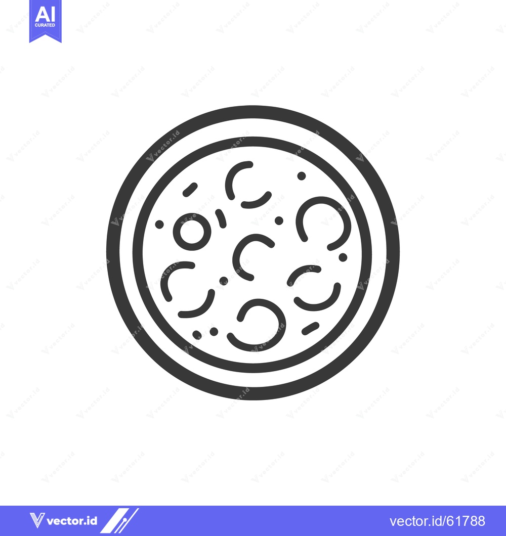 Premium Vector of A simple black and white illustration of a round pizza pie
