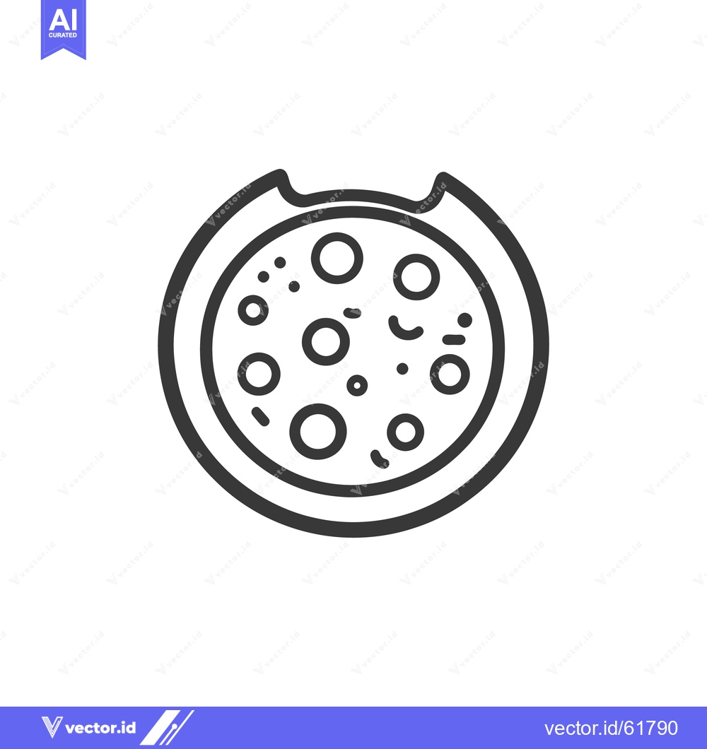 Premium Vector dari Simple black and white illustration depicting a pizza with a bite take