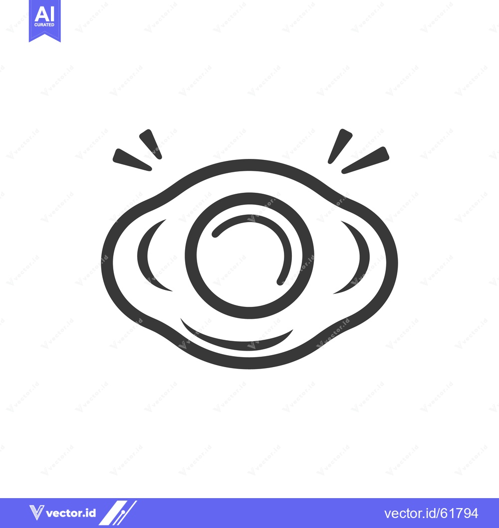 Premium Vector dari An overhead illustration of a single fried egg in an oval shape