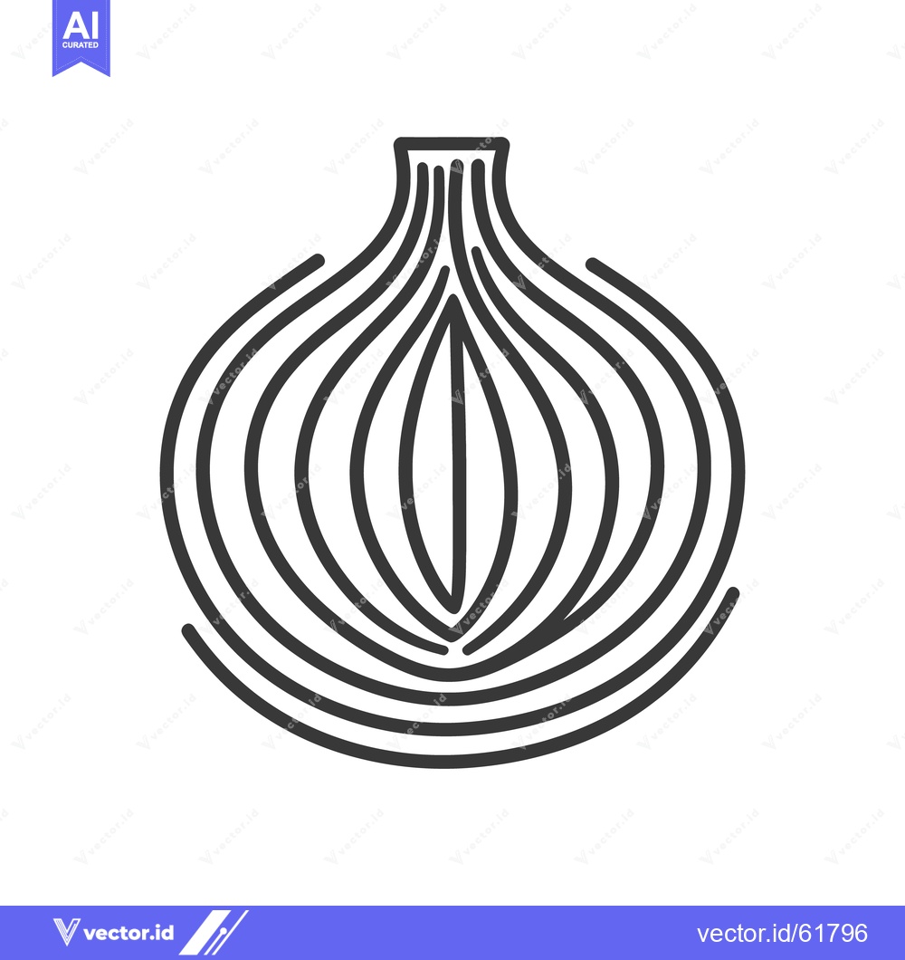 Premium Vector dari A linear illustration shows an onion cut in half vertically