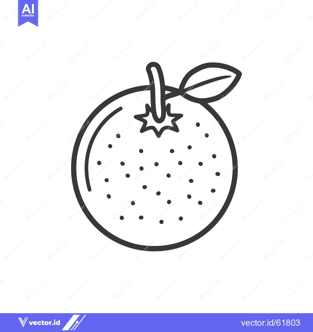 Premium Vector of Simple black and white line drawing of a ripe orange