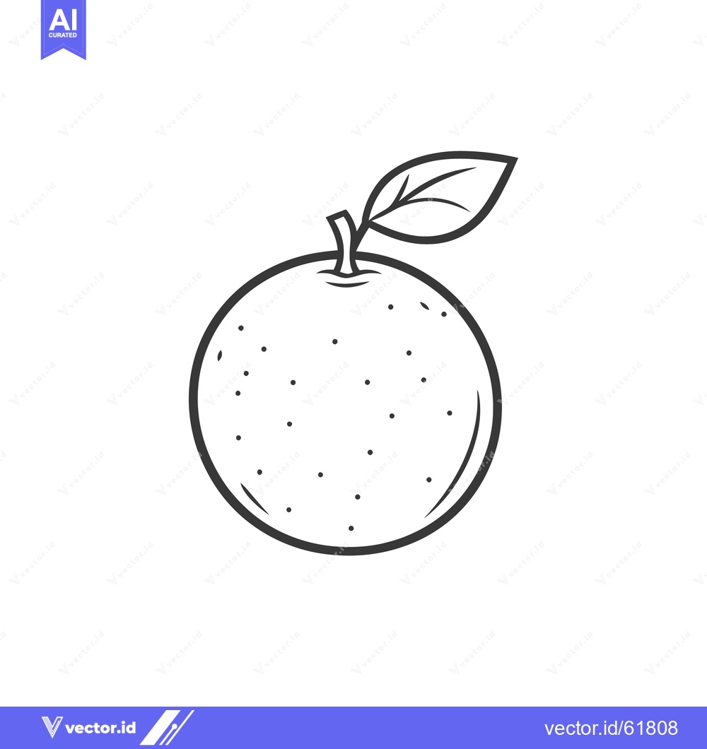 Premium Vector dari Simple illustration depicting an orange citrus fruit and single leaf