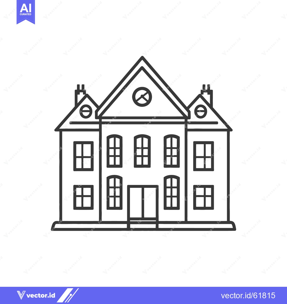 Premium Vector dari A symmetrical black outline illustration of a large stately building