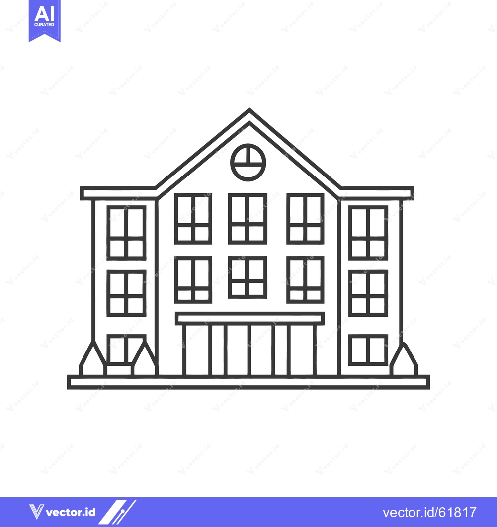 Premium Vector dari Black and white line drawing depicts a building facade