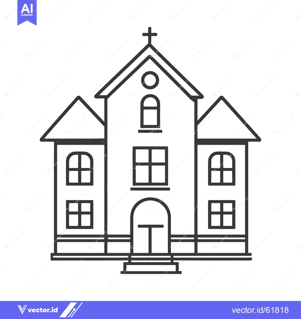 Premium Vector of Simple black and white illustrated depiction of a religious building