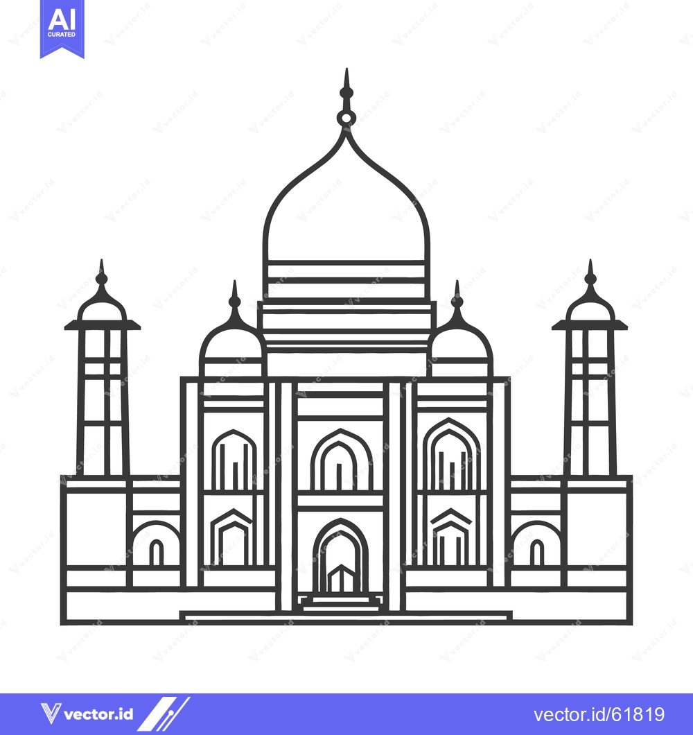 Premium Vector of Linear illustration depicting a famous historical building with a larg