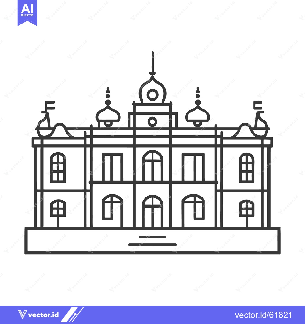Premium Vector dari A detailed architectural drawing depicting a historic building facade