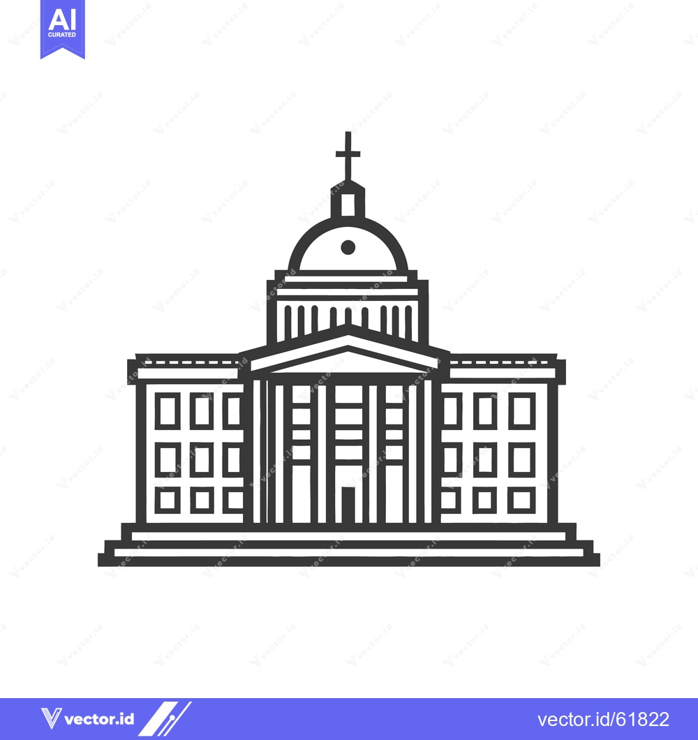 Premium Vector dari An architectural illustration of a grand government building with a do
