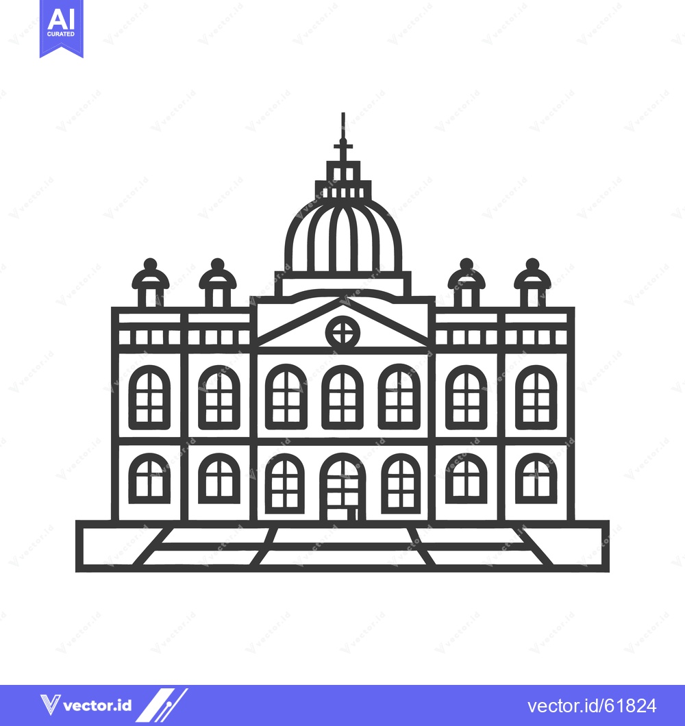Premium Vector dari An architectural outline illustration depicting a grand building with