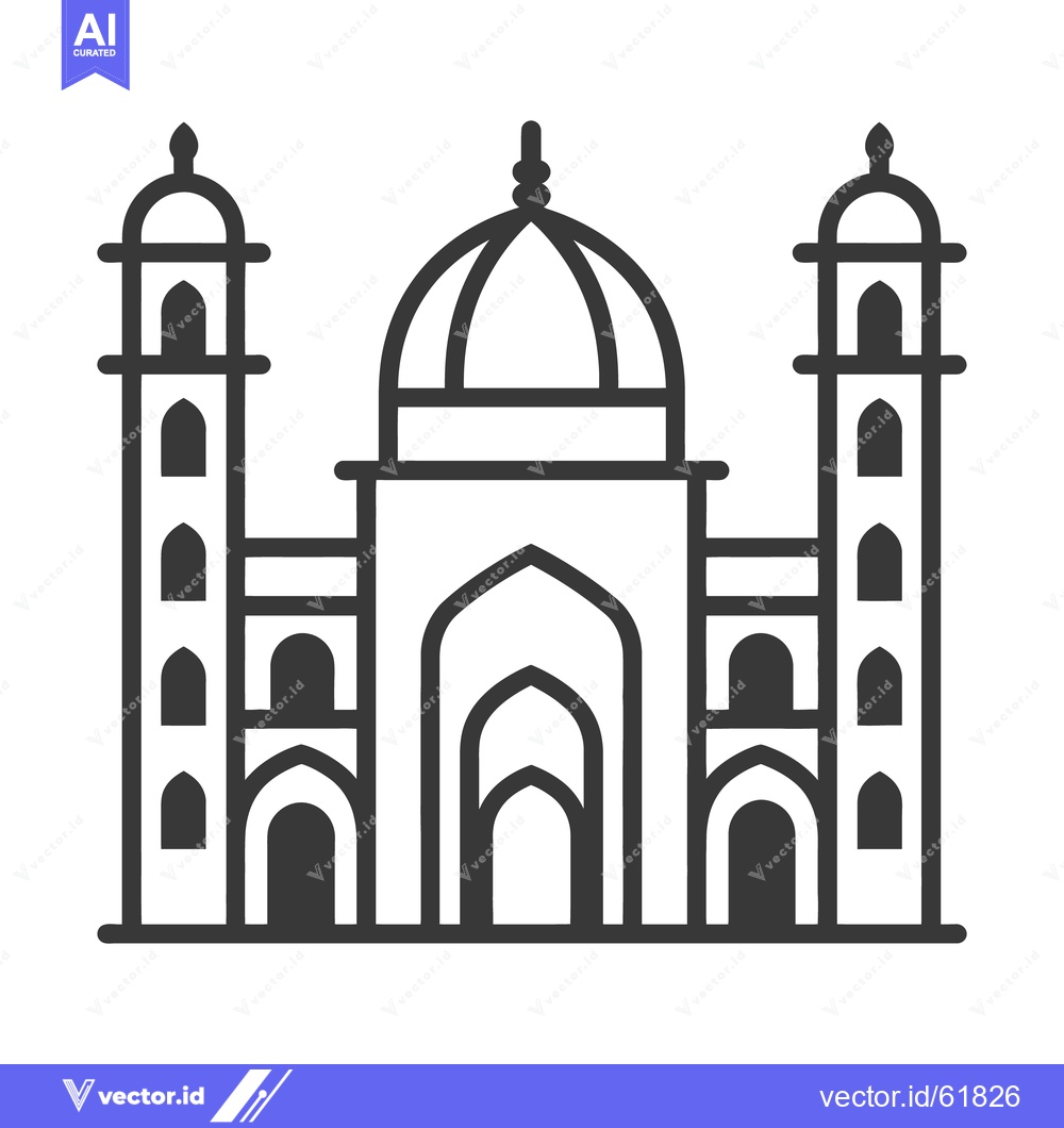 Premium Vector dari A black and white outline drawing of a domed mosque