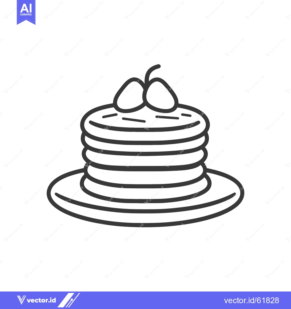 Premium Vector dari Stacked pancakes topped with fruit resting on a plate