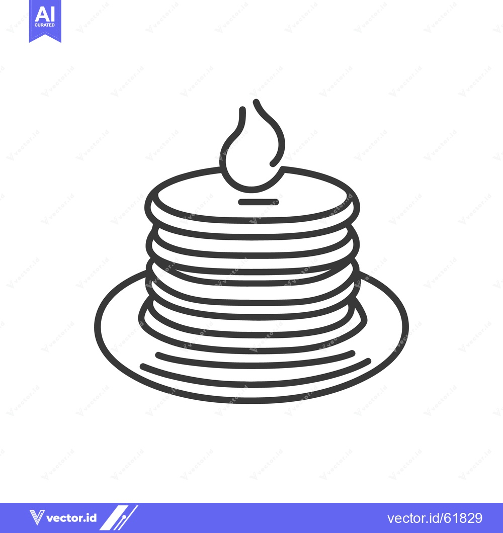 Premium Vector of A stack of pancakes topped with a dollop of butter on a plate
