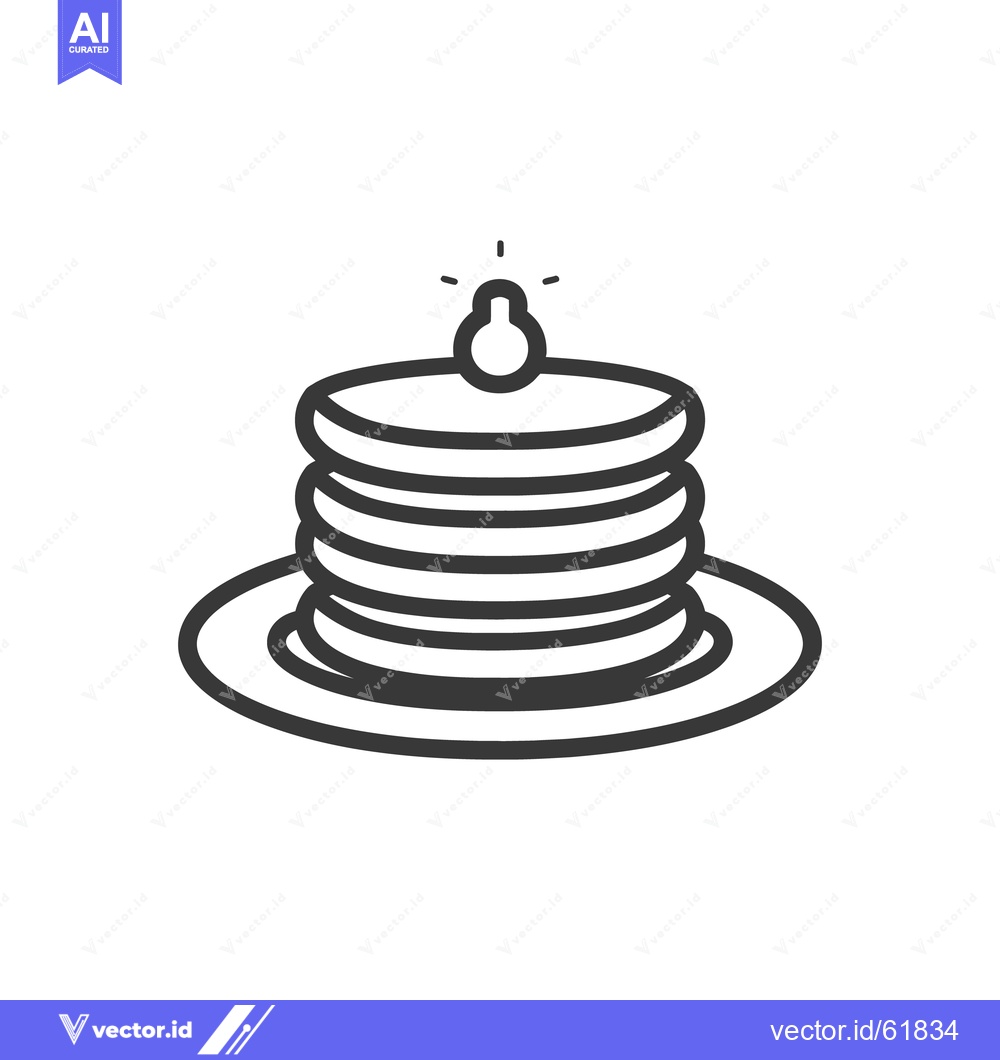 Premium Vector dari A stack of pancakes topped with a small dollop of butter