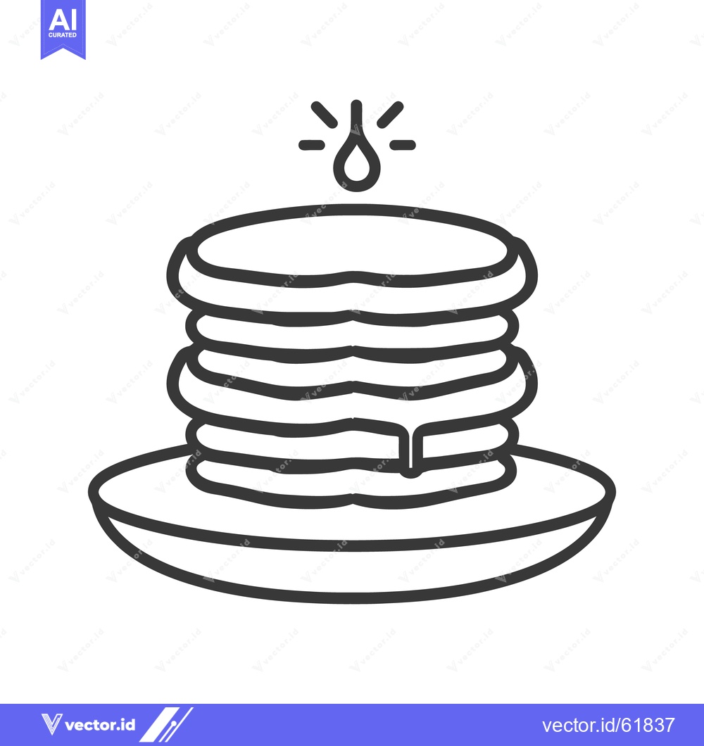 Premium Vector dari A stack of pancakes with dripping syrup resting on a plate