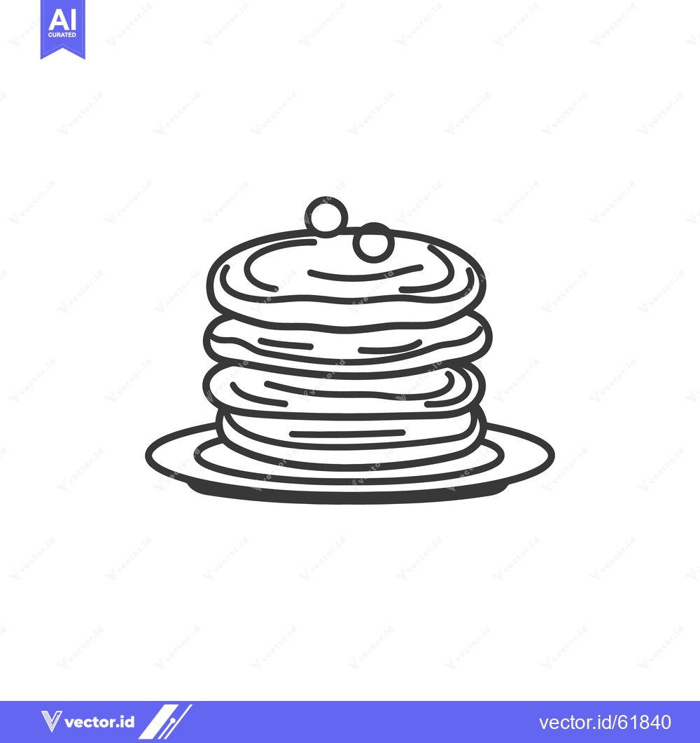 Premium Vector of A stack of pancakes with topping on a simple plate