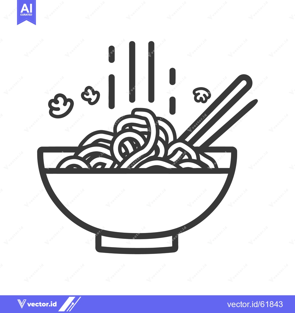 Premium Vector of Simple illustration depicting a bowl of noodles with chopsticks