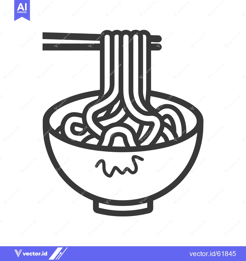 Premium Vector of Monochrome Illustration Of Noodles Being Lifted Out Of A Bowl